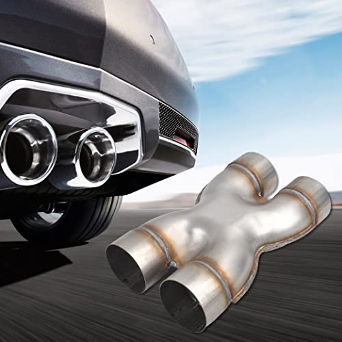T409 Stainless Steel X Pipe 3'' Inch ID Dual to 3'' Inch ID Dual Stamped Exhaust Adapter Connector, Crossover X-Pipe,Overall Length: Approx. 12", Universal - size: 3" Dual to 3" Dual