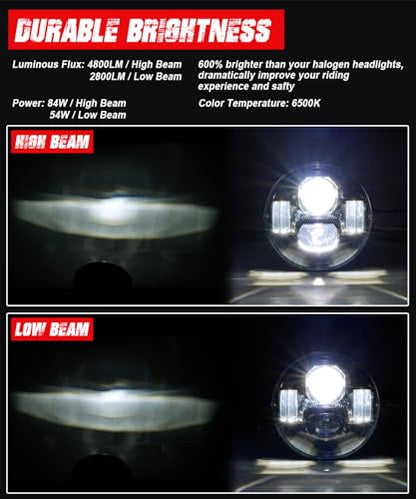 5.75 inch Classic 4-Projector LED Headlight Fits for Harley Sportster Dyna - color: Power Upgraded