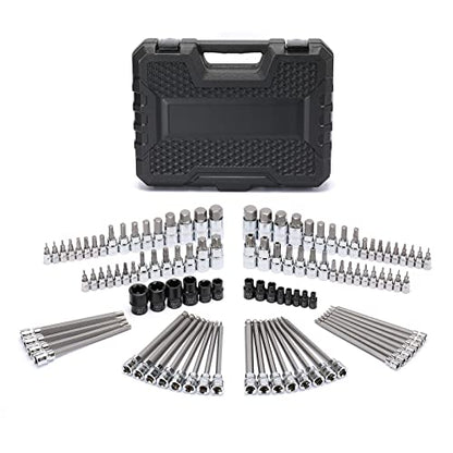 Mayouko 107-Piece Bit Socket Set, 1/4", 3/8" and 1/2" Drive, Torx/Hex/Ball End Hex, SAE/Metric, S2 Steel Bits