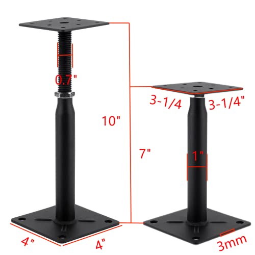 2 Pack Adjustable Support Jack for The Floor,Floor Beam Leveler,RV Step Stabilizer,Mini Screw Jack- Post 7" to 10" - size: 7"-10"