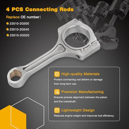 2.4L Engine Piston Kit With Connecting Rod Set For 2011-2019 Kia
