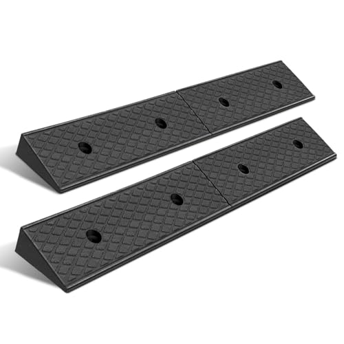 DNA Motoring 2pcs 2.1" Rise Rubber Curb Ramp Heavy Duty Loading Driveway Ramp Threshold Ramps 38.6" W x 5.9" D x 2.1" H for Loading Dock, Warehouse, Motorcycles, Cars, TOOLS-00643 - style: 2.1 in 2pcs