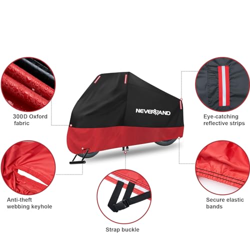 NEVERLAND Motorcycle Cover 300D Waterproof Outdoor All Weather Protectio - size: XL