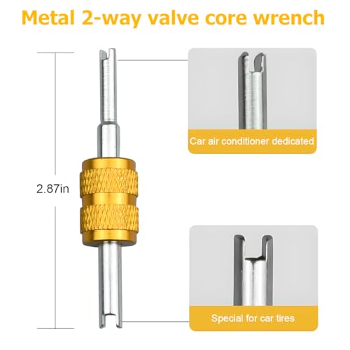 Bittwee 34PCS Tire Valve Stem Removal Tool Kit, 4 Way & Single and Dual Head Tyre Valve Core Remover Installer with 21 Core & 10 Cap, Tire Stem Repair Tool for Motorcycle Bicycle