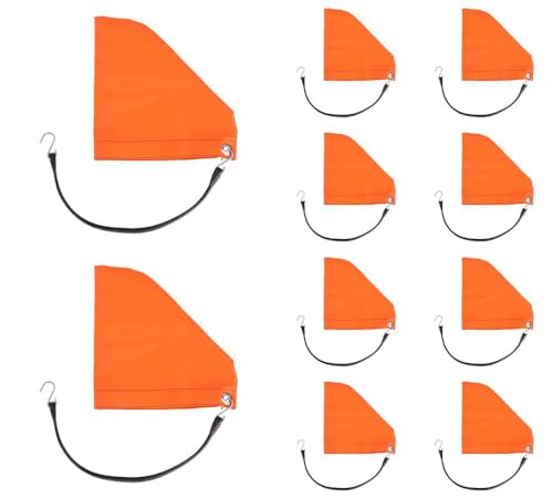 (10 Pack) Orange 7" Turbo Saver Exhaust Cover & 21" Rubber Snap Tie w/Hook - Weather Resistant PVC Turbo Cover to Protect Equipment at High Speeds & Excessive Airflow During Transport - size: 7 Inch, style: 10 - Pack