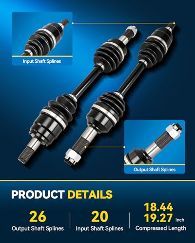 PHILTOP CV AXLE Front for Honda TRX500FE2 FourTrax Foreman 4x4 ES with EPS 2014-2018, Honda TRX500FM6 FourTrax Foreman Rubicon EPS 2015-2018, 18.4in 19.3in Axle Shaft - size: 18.4in 19.3in