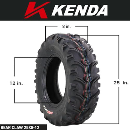 Kenda Bear Claw Front 25x8-12 & Rear 25x10-12 ATV, UTV or SXS Tires - size: 25x8-12 & 25x10-12