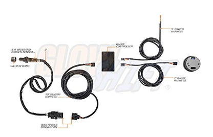 GlowShift Tinted Series Digital Wideband Air Fuel Gauge Kit, 2-1/16" 52mm