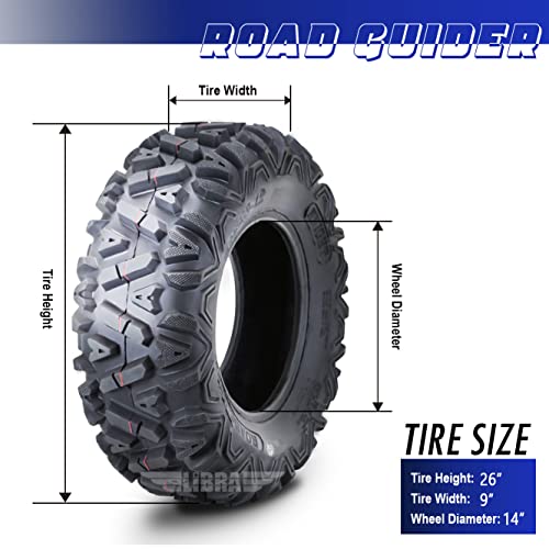 Road Guider Set of 2 ATV UTV Tires 26x9-14 26x9x14 6PR Mud - size: 26X9-14