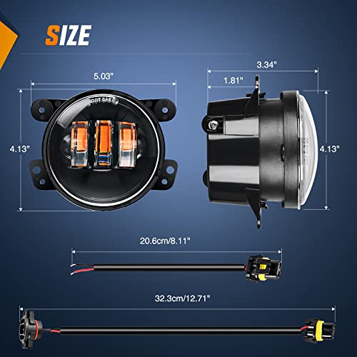 Nilight 4 Inch LED Fog Light Assembly Compatible with 2007-2018 Wrangler JK - color: JK Fog Light Amber 2Pcs