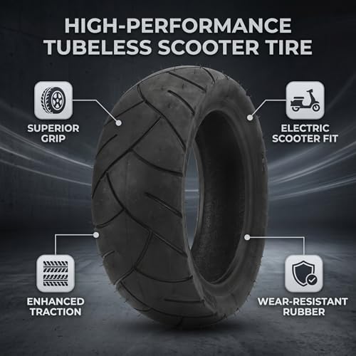 Vacuum Tire, Electric Scooter Tire 90/65-8 Rubber for Super Pocket Bike, Front Wheel Tubeless Replacement Tyre