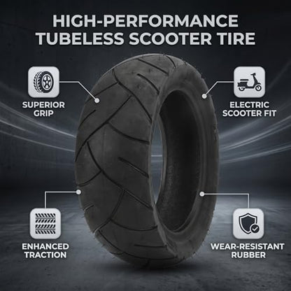 Vacuum Tire, Electric Scooter Tire 90/65-8 Rubber for Super Pocket Bike, Front Wheel Tubeless Replacement Tyre