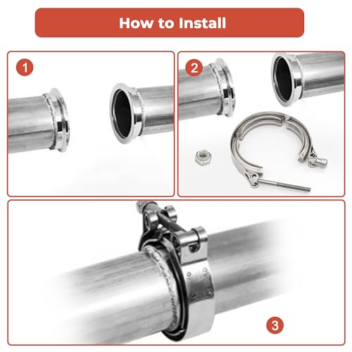 AKIHISA 5 Inch V Band Clamp-Stainless Steel_304, for Turbo Exhaust Down Pipe 5" OD Flange Kit, Racing Ford Pickup Truck Exchange Exhaust Accessories - size: 5.0"