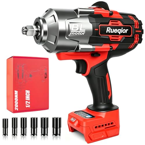 Cordless Impact Wrench 1/2" Compatible with Milwaukee 18V Battery - color: Red 2000n 1/2in