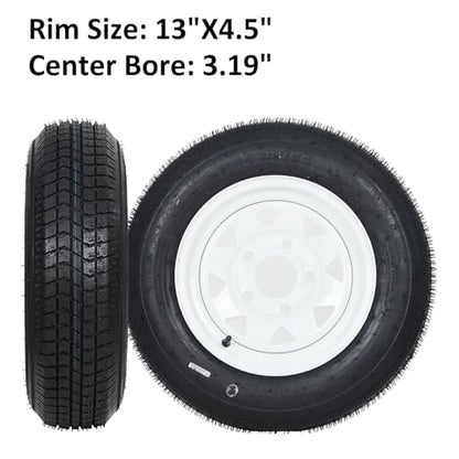 Garvee ST175/80D13 Trailer Tires on 13” White Rims 2-Pack - size: ST175/80D13, style: 5 Lug