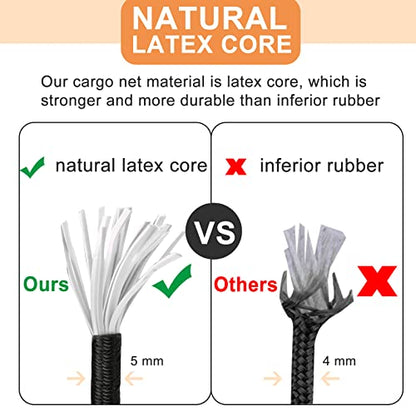 2-Pack Bungee Net Motorcycle Cargo Net, 12" x 12" with 6 Adjustable Hooks