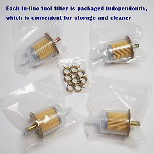 4PCS 5/16" Universal Fuel Filters with 8PCS 14mm Hose Clamps Gas Inline Fuel Filter Replacement for Motorcycles, Cars, Trucks HE007