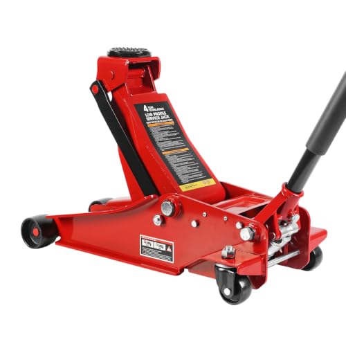 Big RED 4 Ton Low Profile Hydraulic Service Floor Jack, Dual Piston Fast Lift Pump, 8000 lb Heavy Duty Capacity - size: Dual Pump