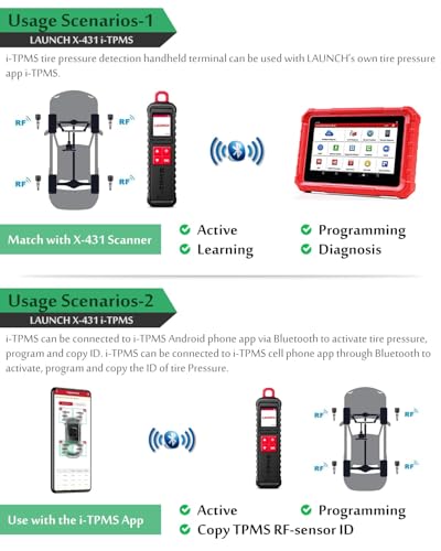 LAUNCH X-431 i-TPMS Tire Pressure Monitor System Service Tool Work with X-431 Scanner and i-TPMS APP Supports 315/433MHz Sensors - [Upgraded Version of TSGUN]