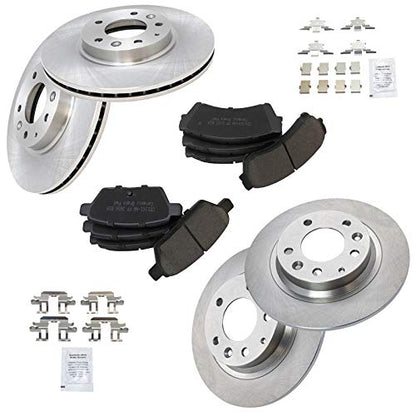 TRQ Front and Rear Ceramic Brake Pad and Rotor Set - style: BKA11182