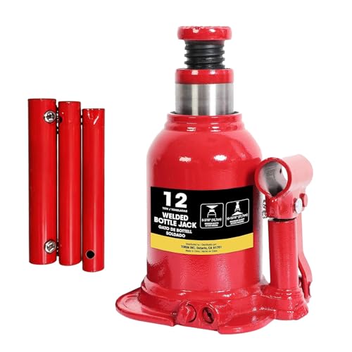 Big RED 12 Ton (24,000 LBs) Torin Welded Hydraulic Stubby Low Profile Bottle Jack, Red, ATH91207AR - color: Red, size: 12 Ton (24,000 lbs), style: Low Profile