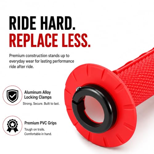 Motorcycle Lock-on Grips 7/8”Handlebar Handle Red - color: red