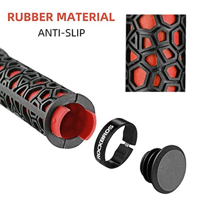 ROCKBROS Bike Handlebar Grips Double Lock-on Bike Grips Non-Slip Bicycle Handlebar Grips for MTB, BMX, Scooters, Folding Bikes 22.2mm - color: A1 - Red