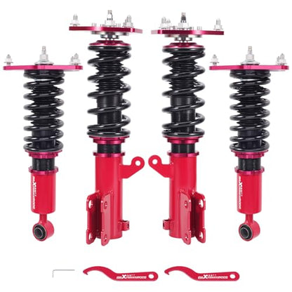 maXpeedingrods Coilovers for Mitsubishi Eclipse 2006-2012, for Mitsubishi Galant 2004-2012, 24 Levels Damper Adjustable Coilovers Suspension Kit, Height Adjustable Lowering Kit, Red - color: Red
