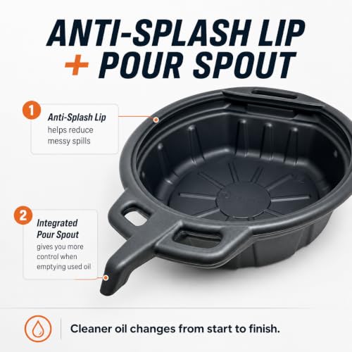 ValvoMax Oil Drain Pan, 17 Quart 4 Gallon, Pour Spout, Anti-Splash Lip - size: Extra Large