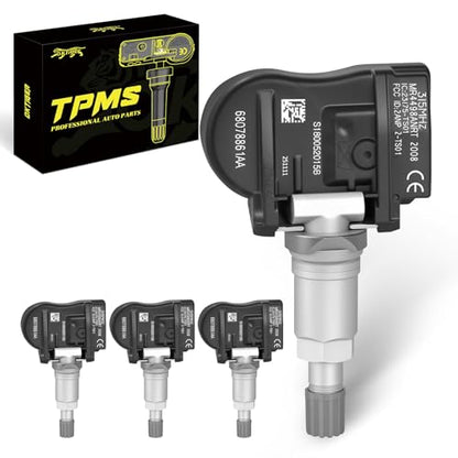 Oktiger 315MHz TPMS Sensor Pre-Programmed for Jeep Wrangler 2007-2012, Grand Cherokee 2005-2007, Liberty 2005-2012, Compass 2007-2017, Patriot, for Dodge Charger Durango Caravan, 4PCS OE#68078861AA