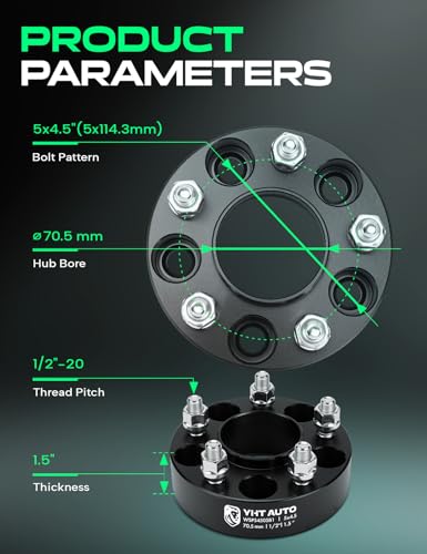YHTAUTO 5x4.5 Hub Centric Wheel Spacers 1.5 Inch for Ford, Lincoln - size: 1.5 Inch Thickness, style: 4 PCS