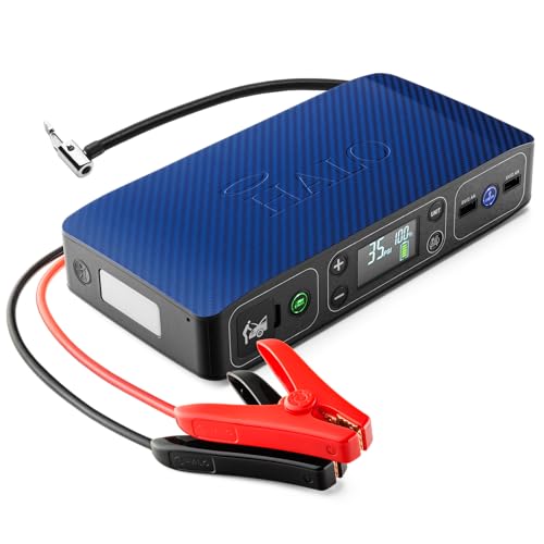 HALO Bolt Air 58830 Portable Car Battery Jump Starter | 100 PSI Air Compressor, 58.8Wh USB Power Bank, Emergency Floodlight & Charger, Jumps Cars SUVs & Trucks, Inflates Tires, TSA Approved — Blue - color: Blue Graphite, size: Small Display