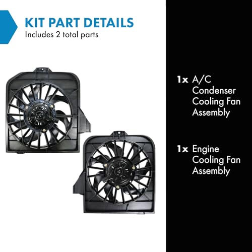TRQ Radiator & AC Condenser Cooling Fan Left Right Pair - style: RFA80444