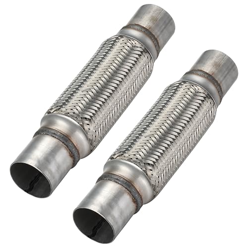 2 Pcs Exhaust Flex Pipe, 2''x 8''Stainless Steel Heavy Duty Exhaust Flex Pipe, Double Braid Exhaust Flex Tube, Overall Length 12'' - size: 2''x8''x12'', style: 2 PCS