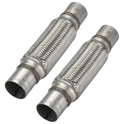 2 Pcs Exhaust Flex Pipe, 2''x 8''Stainless Steel Heavy Duty Exhaust Flex Pipe, Double Braid Exhaust Flex Tube, Overall Length 12'' - size: 2''x8''x12'', style: 2 PCS