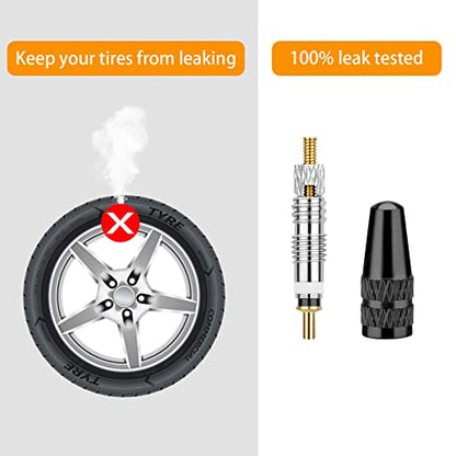 Presta Valve Core Bike Kit - 21 Pieces, Stem Removal Tool, Brass Valve Cores and Stem Caps