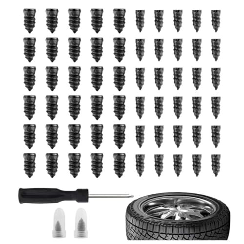 carleef 60PCS Tire Repair Rubber Nail,Vacuum Tire Repair Screws for Quick Fixes,Self-Service Tires Repairs Kit Screw in Tires Plugs Car Accessories for Truck,SUV,Motorcycle (60PCS) - color: 60PCS