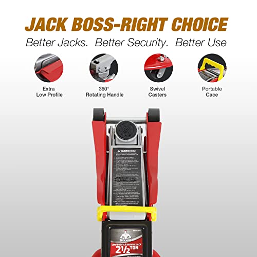 Jack Boss Floor Jack 2.5 Ton (5500 LBs) Hydraulic Low Profile Trolley Car Jack with Portable Storage Case, Lifting Range 3.5" to 14", Fit Use for Automotive Sedans, Red - color: Red, size: 2.5 Ton With Case