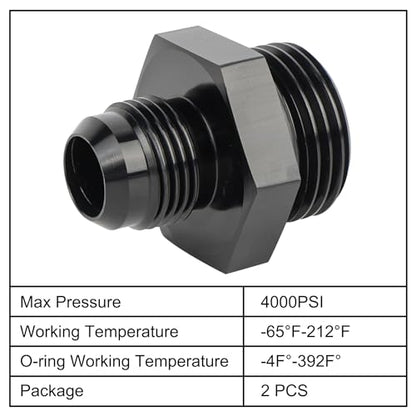 EVIL ENERGY 8AN Flare to AN12 ORB Male O-Ring 2PCS Fitting Adapter - size: 12AN ORB to 8AN