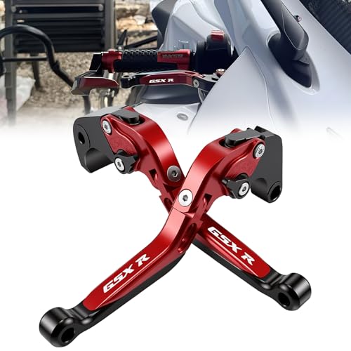 Brake Clutch Lever Set for Suzuki GSX‑R, Adjustable Levers(Red) - color: Red