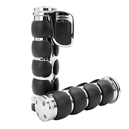 Pair of 1" Dual Chrome Motorcycle Bar End Hand Grips Handlebar Compatible with Cruisers Harley Yamaha Suzuki - color: Chrome#2