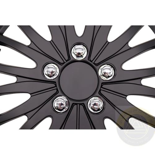 Akcsport Premium Hubcaps Wheel Covers for Toyota Nissan Kia Volkswagon 15 inch to 17 inch (Shadow Black, 15 Inch) - size: 15 Inch, style: Shadow Black
