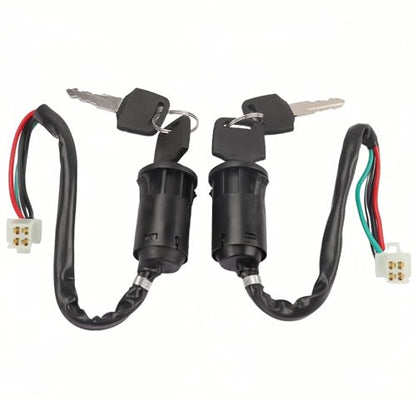 2 Pack Ignition Switch with Keys 4 Wire Pin Starter Key Switch for 50cc 70cc 90cc 110cc 125cc 150cc 200cc 250cc ATV Quad Go Kart Pit Bike Scooter TaoTao Coolster Apollo Sunl Roketa Baja Hawk Coleman