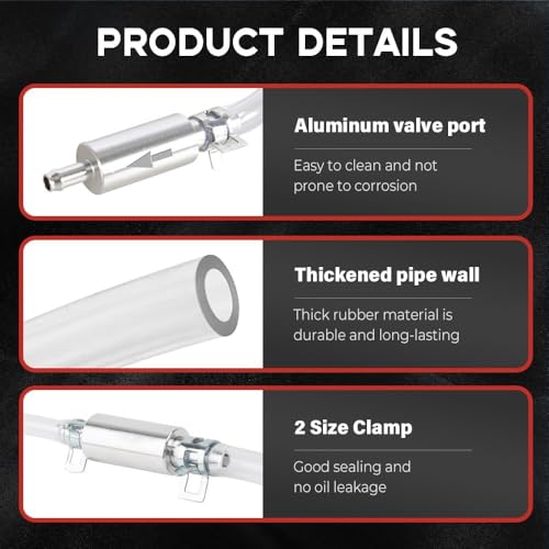 Brake Bleeder Hose One Way Check Valve, One Way Brake Bleeder Valve for Motorcycle Clutch, Brake Bleeder Check Valve for Hydraulic Brake System, Soft Tube with Metal Clips (1 Set)