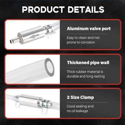 Brake Bleeder Hose One Way Check Valve, One Way Brake Bleeder Valve for Motorcycle Clutch, Brake Bleeder Check Valve for Hydraulic Brake System, Soft Tube with Metal Clips (1 Set)