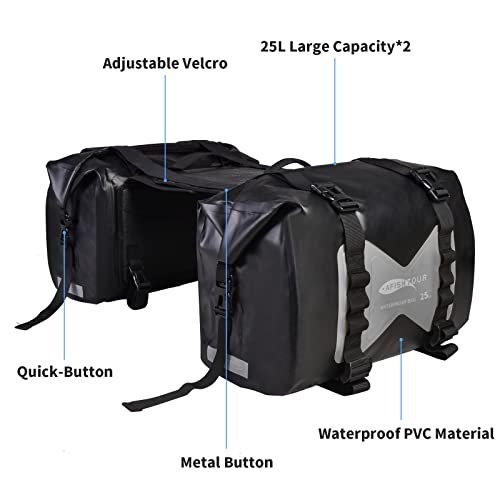 50L Waterproof Motorcycle Saddlebags and 35L Waterproof Backpack for Men and Women - Heavy Duty Roll-Top Floating Dry Bag Backpack for Kayaking, Boating