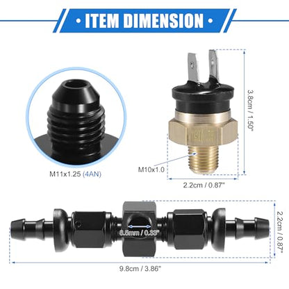 Coolant Hose Thermostat Switch Kit, 4AN 190'F on - 175'F Off Transmission Cooler Sensor Fan Oil Cooler Radiator Electric Switch Fitting Universal for Car Truck Metal Black - size: 190'F on - 175'F