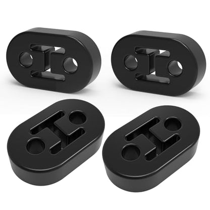 2 Hole Exhaust Hanger Bushing Muffler Upgrade EPDM Insulator Shock Absorbent Mount Bracket High-Density Hangers 12mm Hole (73mm x 47mm x 21mm) Universal Fit - Pack of 4 (Black) - color: BLACK