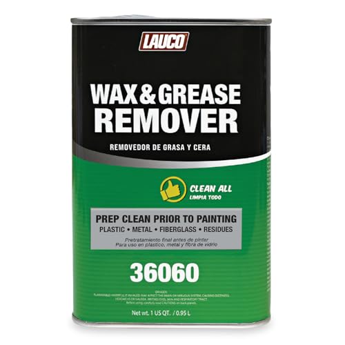 LAUCO Wax and Grease Remover Multi-Surface Paint Prep Cleaner for Auto Body (36060), Garage | Works On Plastic, Metal, Fiberglass Powerful Solvent Degreaser (Quart) 36060