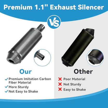 EOPOAYI 1.1 Inch Motorcycle Muffler for 125cc 110cc Dirt Bike SSR Taotao - color: Carbon Fiber Black